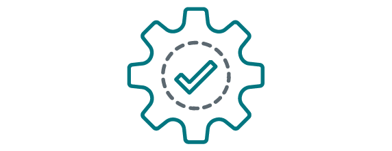 Icon of a gear and a check mark