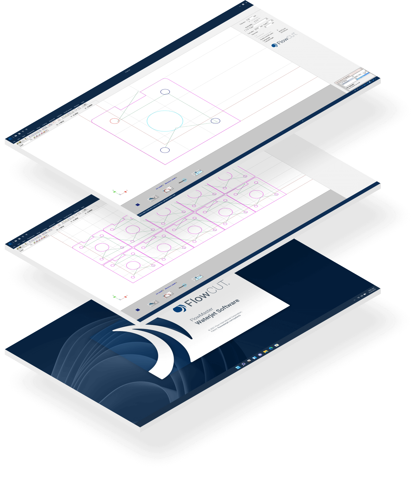 screens from the FlowCUT software
